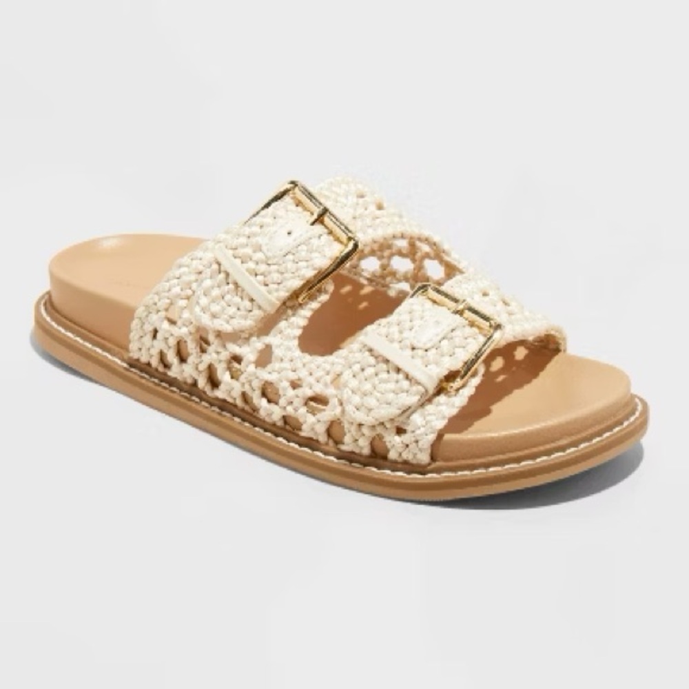 Universal Thread Cream Woven Sandals with Buckles